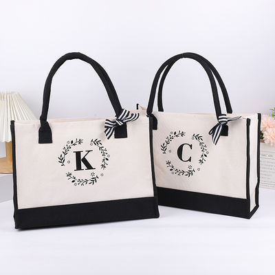 Bolsas de compras de color personalizado Bolsa de lona de tote grande con carta de diseño personalizada