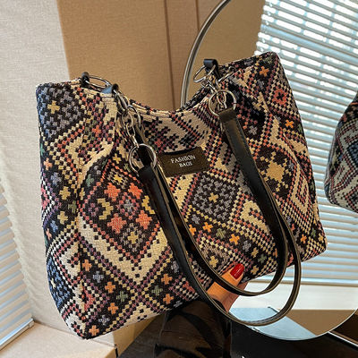 Imprimir patrón Imprimir lienzo bolsa de compras bolsa de tapiz de toque duradero para la promoción