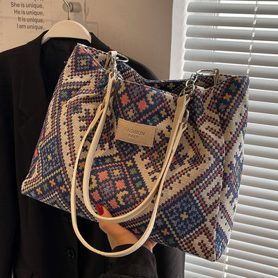 Imprimir patrón Imprimir lienzo bolsa de compras bolsa de tapiz de toque duradero para la promoción
