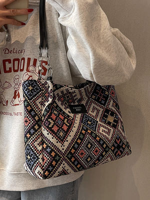 Imprimir patrón Imprimir lienzo bolsa de compras bolsa de tapiz de toque duradero para la promoción