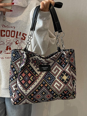 Imprimir patrón Imprimir lienzo bolsa de compras bolsa de tapiz de toque duradero para la promoción