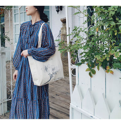 Bolso de compras de lienzo de color personalizado con y patrón impreso