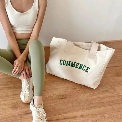 Logotipo personalizado Bolso de ropa de algodón natural para mujeres y compras