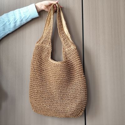 Bolsa de picnic de vacaciones de paja de alta capacidad de estilo coreano para mujeres con logotipo personalizado