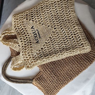 Bolsa de picnic de vacaciones de paja de alta capacidad de estilo coreano para mujeres con logotipo personalizado
