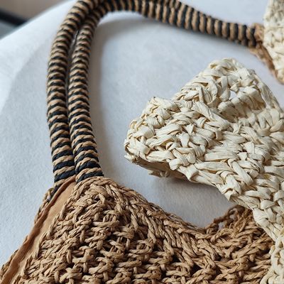 Bolsa de picnic de vacaciones de paja de alta capacidad de estilo coreano para mujeres con logotipo personalizado