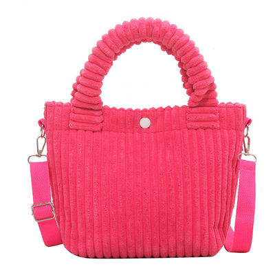 Bolso de corduroy con logotipo personalizado Impresión Crossbody Mujeres Bolso de compras Mini Tote Bolso estilo
