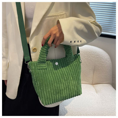 Bolso de corduroy con logotipo personalizado Impresión Crossbody Mujeres Bolso de compras Mini Tote Bolso estilo