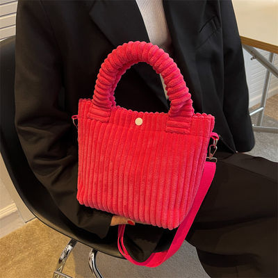 Bolso de corduroy con logotipo personalizado Impresión Crossbody Mujeres Bolso de compras Mini Tote Bolso estilo