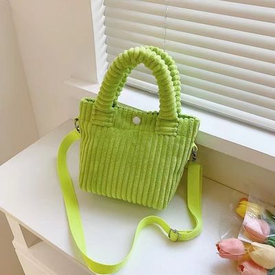 Bolso de corduroy con logotipo personalizado Impresión Crossbody Mujeres Bolso de compras Mini Tote Bolso estilo
