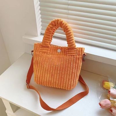 Bolso de corduroy con logotipo personalizado Impresión Crossbody Mujeres Bolso de compras Mini Tote Bolso estilo