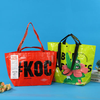 Bolsa de compras laminada de tejido PP ecológica personalizada con material reciclado