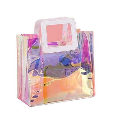 Bolsa de plástico de PVC de uso repetido con láser transparente para entusiastas de la bolsa de playa
