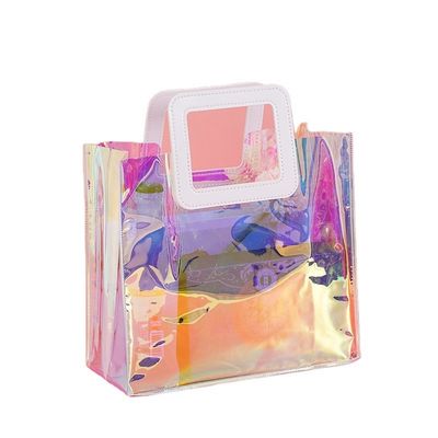 Bolsa de plástico de PVC de uso repetido con láser transparente para entusiastas de la bolsa de playa