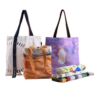 Bolsas de toque de sublimación Logotipo personalizado impreso para bolsas de lona de gran capacidad reutilizables