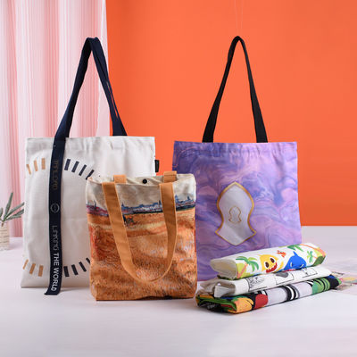 Bolsas de toque de sublimación Logotipo personalizado impreso para bolsas de lona de gran capacidad reutilizables