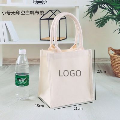 Outlet Blank Plain Logotipo personalizado Impresión de lienzo Bolsas de algodón para la vida escolar diaria