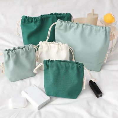 Color de caramelo personalizado reciclaje de algodón orgánico tela de tela de tirón de la bolsa para el embalaje