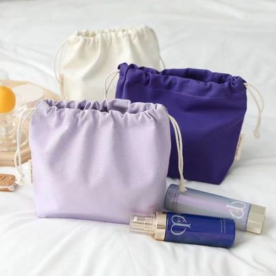 Color de caramelo personalizado reciclaje de algodón orgánico tela de tela de tirón de la bolsa para el embalaje