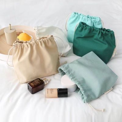 Color de caramelo personalizado reciclaje de algodón orgánico tela de tela de tirón de la bolsa para el embalaje
