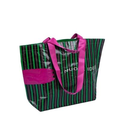 2023 Diseño de bolsas de bolsas laminadas reciclables de tejido de PP para diseño de bolsas de compras personalizadas