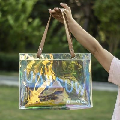 Cosméticos Comodidad Lo más nuevo Moderno Personalizado Ecológico Largo Inodoro Bolso de compras transparente
