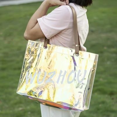 Cosméticos Comodidad Lo más nuevo Moderno Personalizado Ecológico Largo Inodoro Bolso de compras transparente