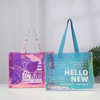 Cosméticos Comodidad Lo más nuevo Moderno Personalizado Ecológico Largo Inodoro Bolso de compras transparente