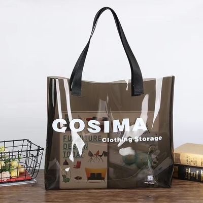 Cosméticos Comodidad Lo más nuevo Moderno Personalizado Ecológico Largo Inodoro Bolso de compras transparente