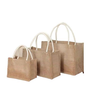Regalos Bolsa de compras con logotipo personalizado en juto de enchufe natural ecológico para toque reutilizable