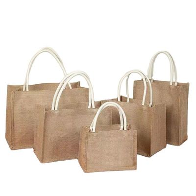 Regalos Bolsa de compras con logotipo personalizado en juto de enchufe natural ecológico para toque reutilizable