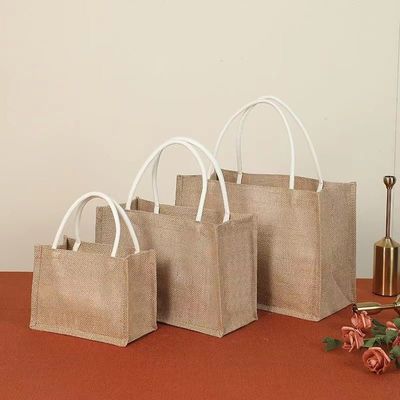 Regalos Bolsa de compras con logotipo personalizado en juto de enchufe natural ecológico para toque reutilizable