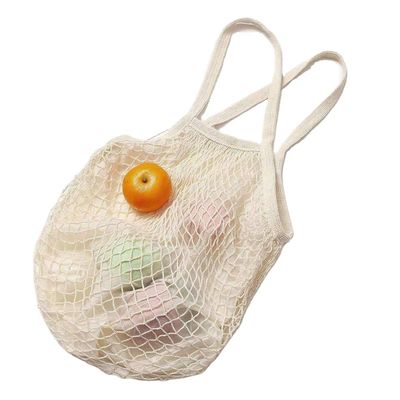 Logotipo personalizado Eco Organic Cotton Mesh Net Bolsa de compras reutilizable para alimentos de frutas y verduras