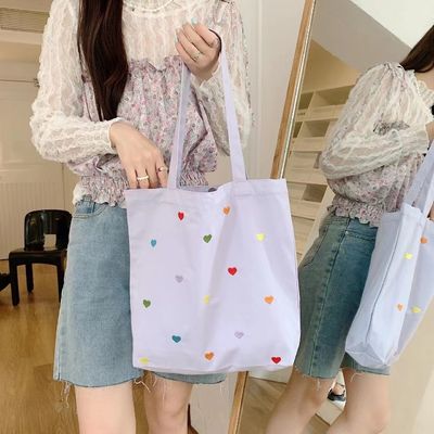 Bolso de toque de lona bordado a medida para mujeres Bolso de hombro de compras duradero de tamaño medio