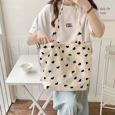 Bolso de toque de lona bordado a medida para mujeres Bolso de hombro de compras duradero de tamaño medio