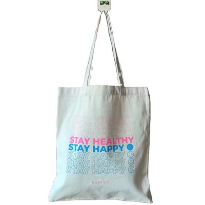 Diseño de logotipo personalizado Impreso Tienda de algodón duradera y linda Bolsas de compras para mujer