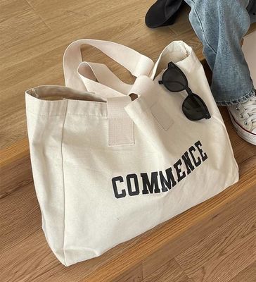 Bolso de lienzo natural extra grande con impresión de logotipo para necesidades de compras
