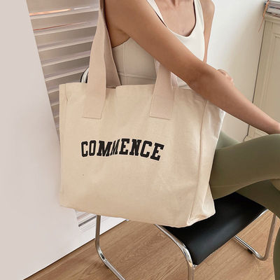 Bolso de lienzo natural extra grande con impresión de logotipo para necesidades de compras