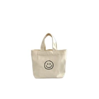 Bolso de compras de lienzo de algodón mini reutilizable y elegante Bolso de mano para la vida escolar diaria