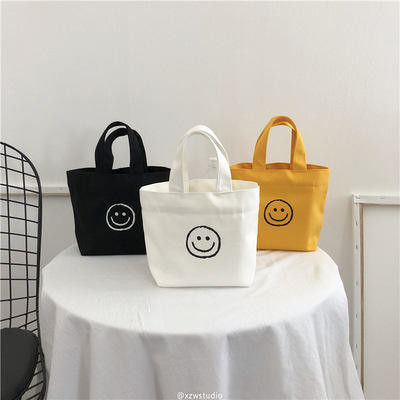 Bolso de compras de lienzo de algodón mini reutilizable y elegante Bolso de mano para la vida escolar diaria