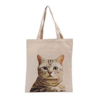 Carinoso patrón de gato bolso de toque de lona reutilizable para necesidades de compras y viajes ecológicos