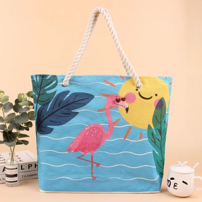 Largo de lona simple reutilizable bolsa de compras bolsa de playa con el último estilo de moda