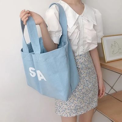 Vida escolar diaria Reutilizable Bolsa de compras orgánicas Bolsa de algodón con logotipo personalizado