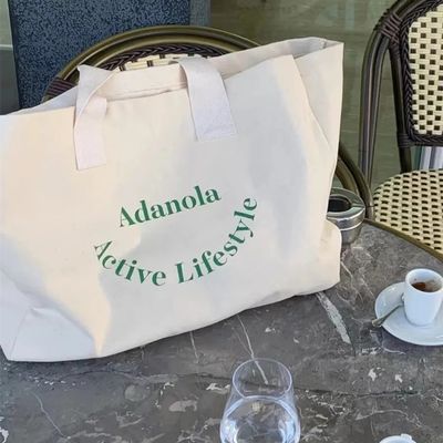 Logotipo personalizado Mujeres de gran tamaño Fiesta de fin de semana algodón lienzo de playa Regalo de compras bolsa de bolsa