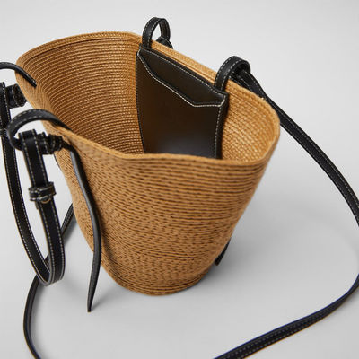 Bolso de playa de paja de gran capacidad de exterior Vintage Bolso de hombro tejido a mano Bolsas de ratán Raffia