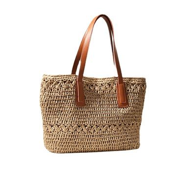 Número de mangos / correas Dos bolsas de paja de estilo 2023 bolsas tejidas para viajes a la playa salvaje