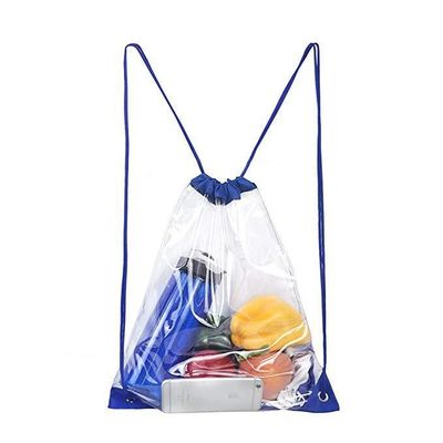 Impreso a medida impermeable PVC transparente Mochila transparente de tira de la cuerda Bolso de bolso para regalos