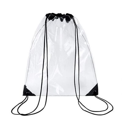 Impreso a medida impermeable PVC transparente Mochila transparente de tira de la cuerda Bolso de bolso para regalos