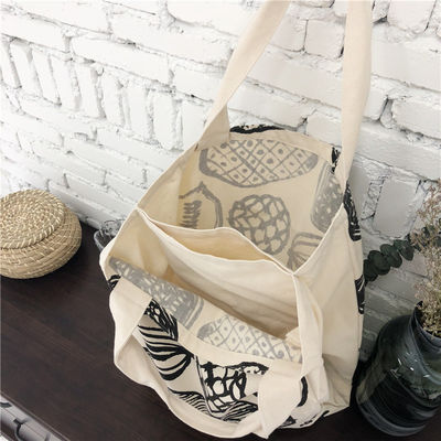 Impresión de hojas de estilo Bolsa de lienzo gruesa de gran capacidad Compras de comestibles con logotipo personalizado