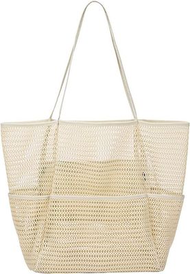 Bolso de playa de malla reutilizable de gran capacidad personalizado Bolso de hombro para viajes al aire libre de mujeres